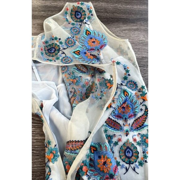 Sundance Catalog Top Women’s Sz XS Thermal BOHO Embroidered Shirt Blue Summer - Picture 12 of 14